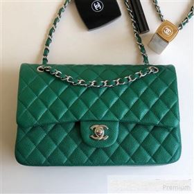 Chanel Medium Iridescent Quilted Coarse Grained Leather Classic Flap Bag Green 2019 (YD-9061456)