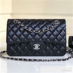 Chanel Medium Iridescent Quilted Coarse Grained Leather Classic Flap Bag Black 2019 (YD-9061457)