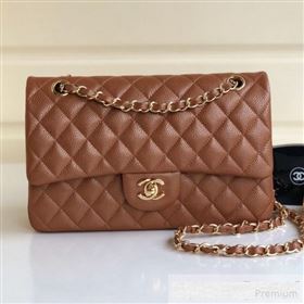 Chanel Medium Iridescent Quilted Coarse Grained Leather Classic Flap Bag Brown/Gold 2019 (YD-9061459)