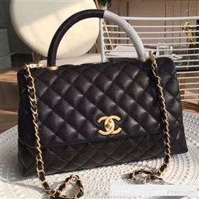 Chanel Grained Quilted Calfskin Coco Handle Flap Top Handle Bag Black (XINL-9061112)