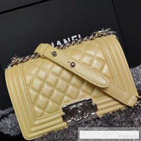 Chanel Iridescent Quilted Grained Leather Classic Small Boy Flap Bag Yellow/Silver 2019 (FM-9061528)