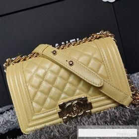 Chanel Iridescent Quilted Grained Leather Classic Small Boy Flap Bag Yellow/Gold 2019 (FM-9061529)