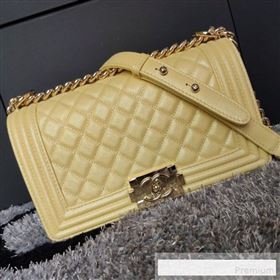 Chanel Iridescent Quilted Grained Leather Classic Medium Boy Flap Bag Yellow/Gold 2019 (FM-9061531)