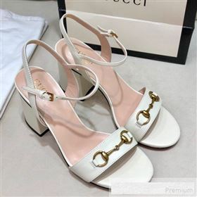 Gucci Leather Horsebit Mid-heel Sandals White 2019 (DLY-9062133)