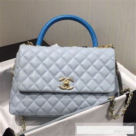 Chanel Grained Quilted Calfskin Coco Handle Flap Bag Light Blue/Royal Blue 2019 (AFEI-9053021)