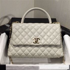 Chanel Grained Quilted Calfskin Coco Handle Flap Bag Light Gray 2019 (AFEI-9053019)