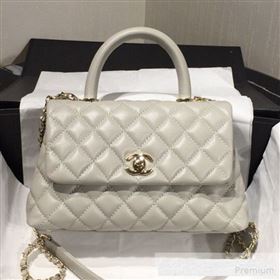 Chanel Small Grained Quilted Calfskin Coco Handle Flap Bag Light Gray 2019 (AFEI-9053017)