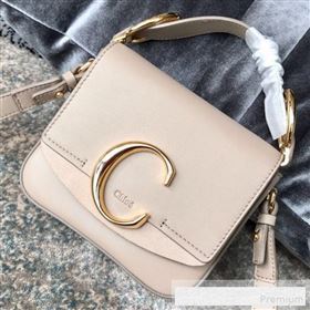 Chloe Shiny & Suede Calfskin Mini Top Handle Bag Cream White  2019 (JIND-9061753)