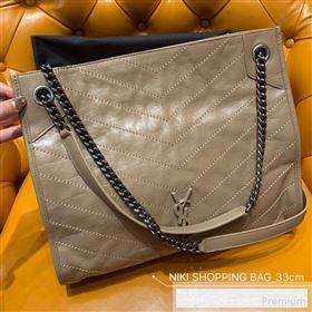 Saint Laurent Niki Medium Shopping Bag in Crinkled Vintage Leather 577999 Apricot 2019 (WMJ-9061756)
