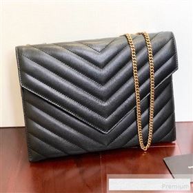 Saint Laurent Double Tribeca Chain Wallet WOC in Grain Embossed Aged Leather 569267 Black 2019 (KTS-9061760)