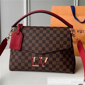 Louis Vuitton Damier Ebene Canvas LV Beaubourg MM Top Handle Bag N40176 Red 2019 (KD-9061704)