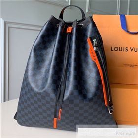 Louis Vuitton Mens Damier Cobalt Canvas Drawstring Backpack N40170 2019 (KD-9061706)