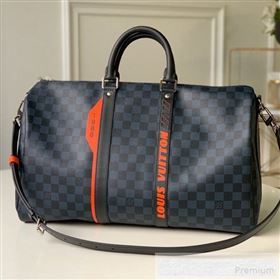 Louis Vuitton Mens Damier Cobalt Canvas Keepall Bandouliere 45 Travel Top Handle Bag N40166 2019 (KD-9061709)