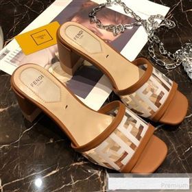 Fendi FF PVC Heel Slide Sandals Brown 2019 (A8-9062129)