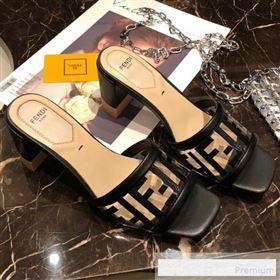 Fendi FF PVC Heel Slide Sandals Black 2019 (A8-9062130)