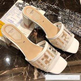 Fendi FF PVC Heel Slide Sandals White 2019 (A8-9062131)