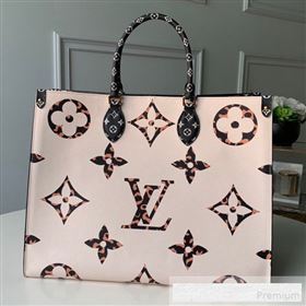 Louis Vuitton Animal Print Giant Monogram Onthego Tote Bag M44674 White/Orange 2019 (KD-9062028)