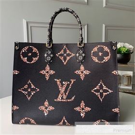 Louis Vuitton Animal Print Giant Monogram Onthego Tote Bag M44674 White/Black 2019 (KD-9062029)