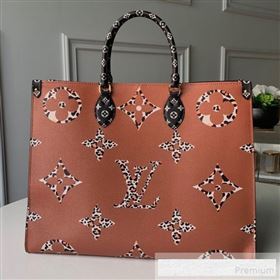 Louis Vuitton Animal Print Giant Monogram Onthego Tote Bag M44674 Black/Orange 2019 (KD-9062030)