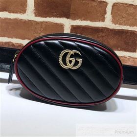 Gucci GG Diagonal Marmont Leather Belt Bag 476434 Black 2019 (DLH-9062420)