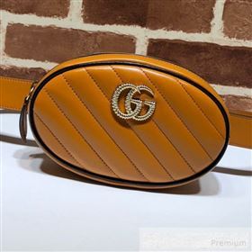 Gucci GG Diagonal Marmont Leather Belt Bag 476434 Cognac Brown 2019 (DLH-9062419)