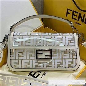 Fendi Transparent FF 26cm Medium Kan I Flap Bag White 2019 (AFEI-9062439)