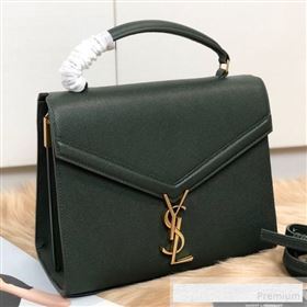 Saint Laurent Cassandra Top Handle Medium Bag in Grained Calfskin Leather 578000 Green 2019 (KTSD-9062446)