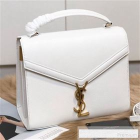 Saint Laurent Cassandra Top Handle Medium Bag in Grained Calfskin Leather 578000 White 2019 (KTSD-9062447)