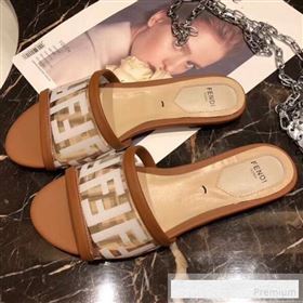 Fendi FF PVC Flat Slide Sandals Brown 2019 (XZG-9062532)