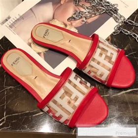 Fendi FF PVC Flat Slide Sandals Red 2019 (XZG-9062533)