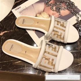 Fendi FF PVC Flat Slide Sandals White 2019 (XZG-9062534)