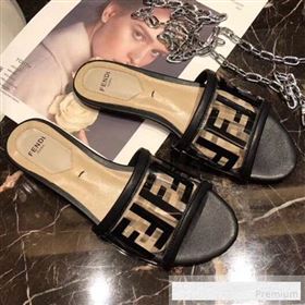 Fendi FF PVC Flat Slide Sandals Black 2019 (XZG-9062535)