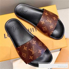 Louis Vuitton Monogram Canvas Flat Slide Sandals Coffee 2019(For Women and Men) (DLY-9062517)