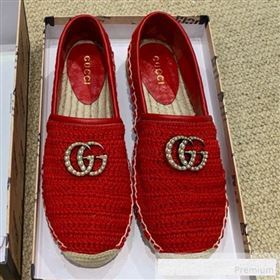 Gucci GG Crochet Knit Espadrille Red 2019 (DLY-9062523)