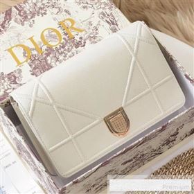 Dior Diorama Chain Clutch in Palm Grained Cannage Leather White 2019 (BINF-9062746)