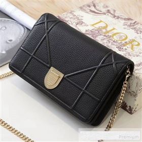 Dior Diorama Chain Clutch in Litchi Grained Cannage Leather Black 2019 (BINF-9062755)