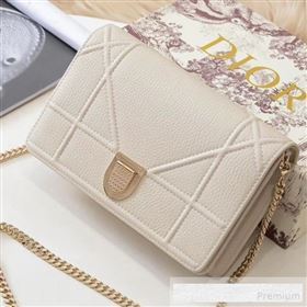 Dior Diorama Chain Clutch in Litchi Grained Cannage Leather Cream White/Gold 2019 (BINF-9062752)