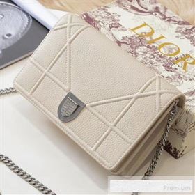 Dior Diorama Chain Clutch in Litchi Grained Cannage Leather Cream White/Silver 2019 (BINF-9062753)