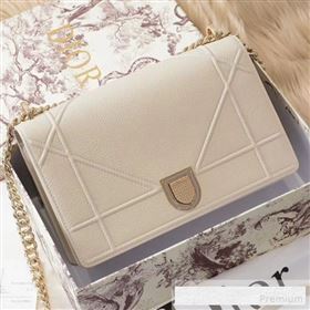 Dior Diorama Large Flap Bag in Litchi Grained Cannage Leather Cream White/Gold 2019 (BINF-9062757)