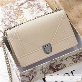 Dior Diorama Large Flap Bag in Litchi Grained Cannage Leather Cream White/Silver 2019 (BINF-9062758)