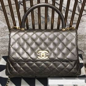 Chanel Coco Handle Metallic Grained Calfskin Medium Flap Top Hnadle Bag Light Gold 2019 (JDH-9062651)