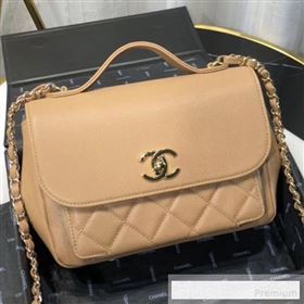 Chanel Quilted Grained Calfskin Messenger Flap Top Handle Bag Apricot 2019 (FM-9062665)