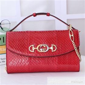 Gucci Zumi Snakeskin Small Shoulder Bag 572375 Red 2019 (MINGH-9062723)