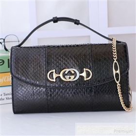 Gucci Zumi Snakeskin Small Shoulder Bag 572375 Black 2019 (MINGH-9062724)