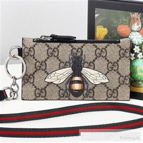 Gucci Bee Print GG Supreme Card Case ‎523903 (MINGH-9062725)