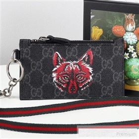 Gucci Wolf Print GG Supreme Card Case ‎523903 (MINGH-9062727)