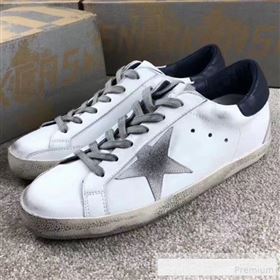 Golden Goose GGDB Calfskin Leather Star Sneaker White/Navy Blue Tail (For Women and Men) (2081-9062869)