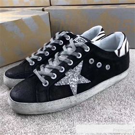 Golden Goose GGDB Suede Star Sneaker Black/Silver Sequins/Striped Tail (For Women and Men) (2081-9062872)