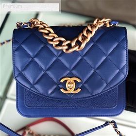 Chanel Quilted Smooth Calfskin Small Flap Bag AS0784 Blue 2019 (FM-9070112)