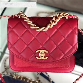 Chanel Quilted Smooth Calfskin Small Flap Bag AS0784 Red 2019 (FM-9070113)